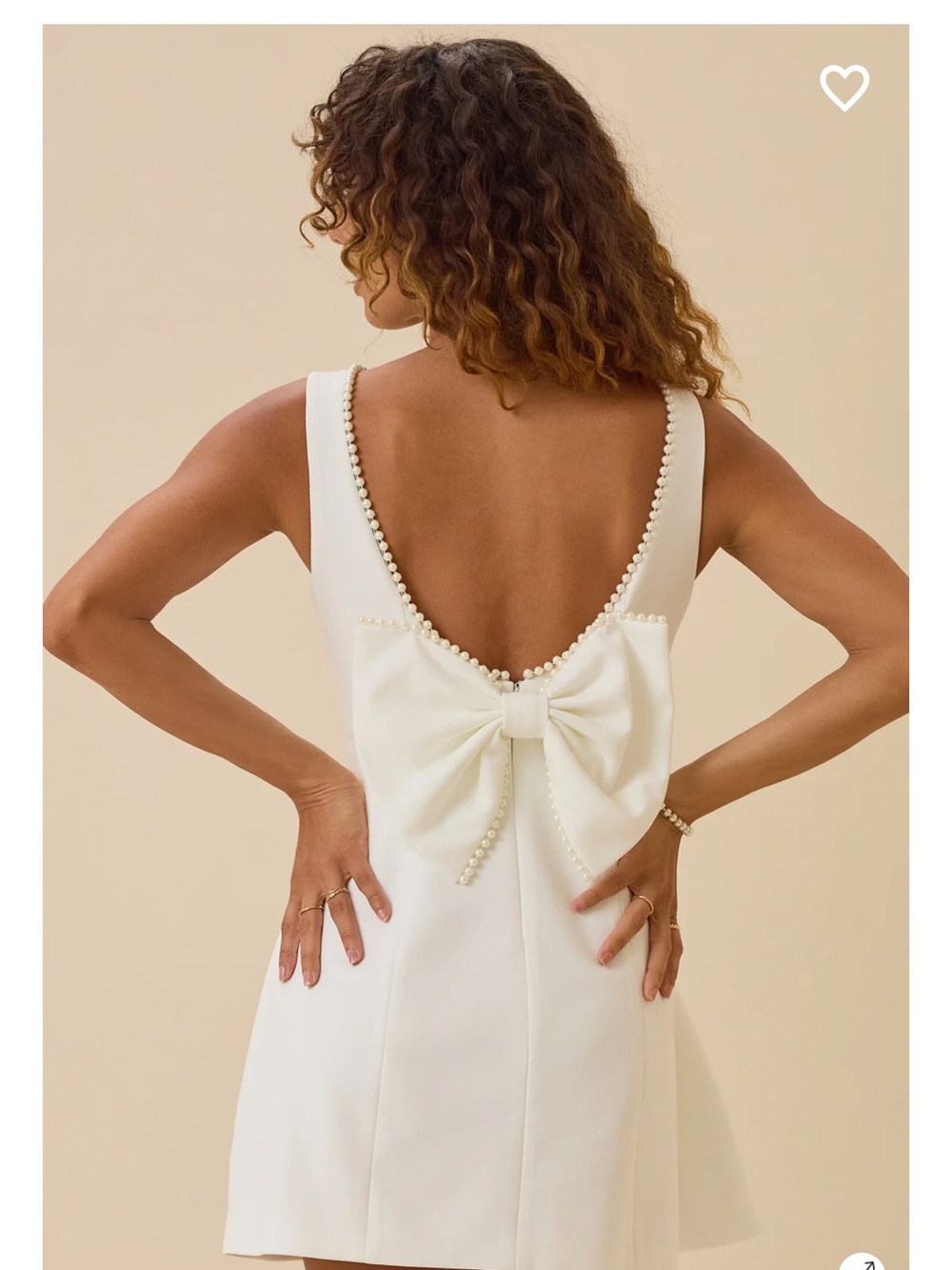 Altar’d State White Pearl Bow Mini Wedding Dress Size S